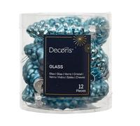 Kaemingk Lot de 12 boules de Noël en verre en forme de pommes de pin - 6 cm - Décoration de Noël et décoration de sapin de Noël - Bleu folklorique