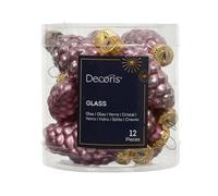 Kaemingk Lot de 12 boules de Noël en verre - En forme de pommes de pin - 6 cm - Décoration de Noël et décoration de sapin de Noël - Rose vintage