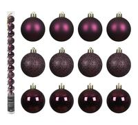 Kaemingk Lot de 14 boules de Noël en plastique - 3 cm - Petites et incassables - Boules de Noël pour Noël - Décoration de sapin de Noël et décoration de sapin de Noël - Mauve foncé