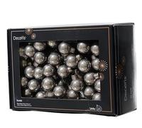 Kaemingk Lot de 144 boules de Noël sur fil de verre - 2 cm - En forme de grappe - Petites boules décoratives - Décoration de Noël et décoration de Noël - Gris délicat brillant