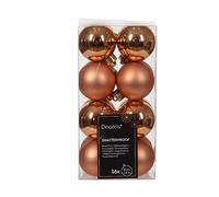 Kaemingk Lot de 16 boules de Noël en plastique - 4 cm - Incassables - Rouge cuivré - Bronze - Orange clair