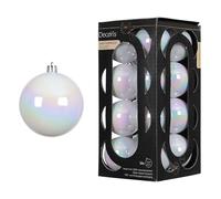 Kaemingk Lot de 16 boules de Noël en plastique - 4 cm - Petites et incassables - Boules de Noël pour Noël - Décoration de sapin de Noël et décoration de sapin de Noël - Blanc irisé