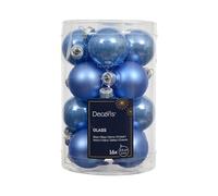 Kaemingk Lot de 16 boules de Noël en verre - 3,5 cm - Mat et brillant - Petites boules de Noël - Décoration de Noël et décoration de sapin de Noël - Bleu ciel