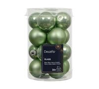 Kaemingk Lot de 16 boules de Noël en verre - 3,5 cm - Mat et brillant - Petites boules de Noël pour Noël - Décoration de Noël et décoration de sapin de Noël - Vert matcha