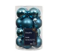 Kaemingk Lot de 16 boules de Noël en verre - 3,5 cm - Mat et brillant - Petites boules de Noël pour Noël - Décoration de Noël et décoration de sapin de Noël - Bleu folklorique