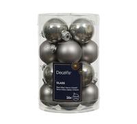 Kaemingk Lot de 16 boules de Noël en verre - 3,5 cm - Mat et brillant - Petites boules de Noël pour Noël - Décoration de Noël et décoration de sapin de Noël - Gris délicat