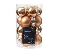 Kaemingk Lot de 16 boules de Noël en verre - 3,5 cm - Mat et brillant - Petites boules de Noël pour Noël - Décoration de Noël et décoration de sapin de Noël - Marron pécan