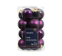 Kaemingk Lot de 16 boules de Noël en verre - 3,5 cm - Mat et brillant - Petites boules de Noël pour Noël - Décoration de Noël et décoration de sapin de Noël - Figue