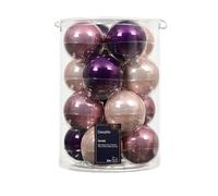 Kaemingk Lot de 16 boules de Noël en verre - 8 cm - Brillantes - Grandes boules de Noël - Décoration de Noël et décoration de sapin de Noël - Mélange de violet et rose
