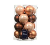 Kaemingk Lot de 16 boules de Noël en verre - 8 cm - Mat et brillant - Grandes boules de Noël - Décoration de Noël et décoration de sapin de Noël - Mélange marron/orange
