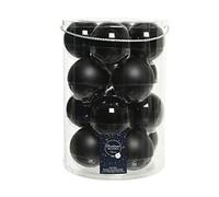 Kaemingk Lot de 16 boules de Noël en verre - 8 cm x 16 boules de Noël - Noir