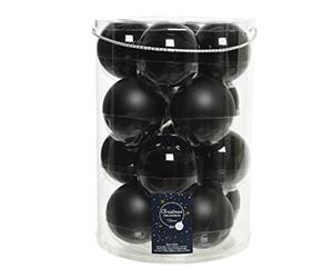 Kaemingk Lot de 16 boules de Noël en verre - 8 cm x 16 boules de Noël - Noir