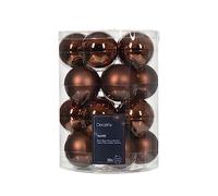 Kaemingk Lot de 20 boules de Noël en verre - 6 cm - Marron expresso - Marron cuir - Chocolat - Marron marron - Marron cuivre - Cannelle