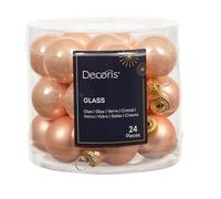 Kaemingk Lot de 24 boules de Noël en verre - 2,5 cm - Mat et brillant - Mini boules de Noël pour Noël - Décoration de Noël et décoration de sapin de Noël - Perle de pêche