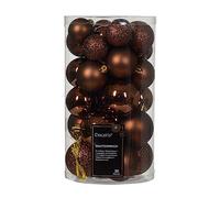 Kaemingk Lot de 30 boules de Noël en plastique - 4-6 cm - Mélange de boules de Noël - Marron expresso - Marron cuir - Chocolat - Marron - Marron cuivré - Cannelle