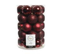 Kaemingk Lot de 34 boules de Noël en plastique incassable Bordeaux sang de bœuf 8 cm