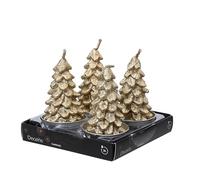 Kaemingk Lot de 4 bougies chauffe-plat paraffine en forme de sapin de l'Avent - 7 cm - Pour bougie chauffe-plat, couronne de l'Avent - Bougies de table - Décoration de table et de Noël - Doré