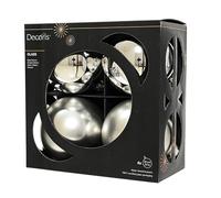 Kaemingk Lot de 4 boules de Noël en verre - 10 cm - Mat et brillant - Grandes boules de Noël - Décoration de Noël et décoration de sapin de Noël - Argenté