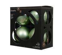 Kaemingk Lot de 4 boules de Noël en verre - 10 cm - Mat et brillant - Grandes boules de Noël - Décoration de Noël et décoration de sapin de Noël - Vert matcha