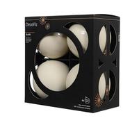 Kaemingk Lot de 4 boules de Noël en verre - 10 cm - Mat et brillant - Grandes boules de Noël - Décoration de Noël et décoration de sapin de Noël - Blanc laine