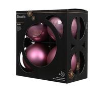Kaemingk Lot de 4 boules de Noël en verre - 10 cm - Mat et brillant - Grandes boules de Noël pour Noël - Décoration de Noël et décoration de sapin de Noël - Rose vintage