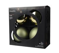 Kaemingk Lot de 4 boules de Noël en verre - 10 cm - Mat et brillant - Grandes boules de Noël pour Noël - Décoration de Noël et décoration de sapin de Noël - Romarin