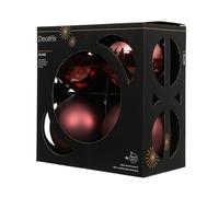 Kaemingk Lot de 4 boules de Noël en verre - 10 cm - Mat et brillant - Grandes boules de Noël pour Noël - Décoration de Noël et décoration de sapin de Noël - Marron châtaignier
