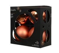 Kaemingk Lot de 4 boules de Noël en verre - 10 cm - Mat et brillant - Grandes boules de Noël pour Noël - Décoration de Noël et décoration de sapin de Noël - Orange chaud