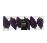 Kaemingk Lot de 6 boules de Noël en plastique - 8 cm - Incassables et avec paillettes - Boules de Noël - Décoration de sapin de Noël - Figue