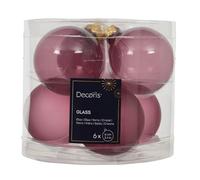 Kaemingk Lot de 6 boules de Noël en verre - 6 cm - Mat et brillant transparent - Boules de Noël pour sapin de Noël - Décoration de Noël et décoration de sapin de Noël - Rose vintage