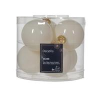Kaemingk Lot de 6 boules de Noël en verre - 6 cm - Mat et brillant transparent - Boules de Noël pour sapin de Noël - Décoration de Noël et décoration de sapin de Noël - Blanc laine