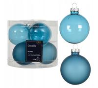 Kaemingk Lot de 6 boules de Noël en verre - 6 cm - Mat et brillant transparent - Boules de Noël pour sapin de Noël - Décoration de Noël et décoration de sapin de Noël - Bleu folklorique