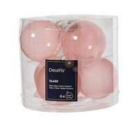 Kaemingk Lot de 6 Boules de Noël en Verre - 6 cm - Mat et Brillant Transparent - Décoration pour Sapin - Rose
