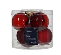 Kaemingk Lot de 6 boules de Noël en verre - 6 cm - Sang de bœuf - Rouge foncé - Bordeaux