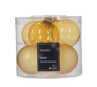 Kaemingk Lot de 6 boules de Noël en verre - 6 cm - Transparent mat et brillant - Boules de Noël pour sapin de Noël - Décoration de Noël et décoration de sapin de Noël - Or clair