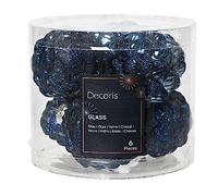 Kaemingk Lot de 6 boules de Noël en verre - 7 cm - Bleu nuit - Bleu marine