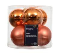 Kaemingk Lot de 6 boules de Noël en verre - 8 cm - Mat et brillant - Grandes boules de Noël - Décoration de Noël et décoration de sapin de Noël - Orange chaud