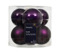 Kaemingk Lot de 6 boules de Noël en verre - 8 cm - Mat et brillant - Grandes boules de Noël pour Noël - Décoration de Noël et décoration de sapin de Noël - Figue