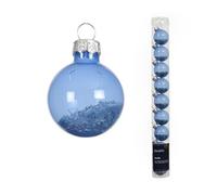 Kaemingk Lot de 9 boules de Noël en verre remplies d'étoiles - 3 cm - Petites boules de Noël pour Noël - Décoration de sapin de Noël et décoration de sapin de Noël - Bleu ciel transparent