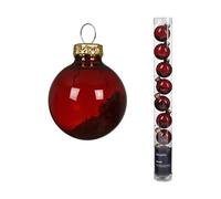 Kaemingk Lot de 9 boules de Noël en verre remplies d'étoiles - 3 cm - Petites boules de Noël pour Noël - Décoration de sapin de Noël et décoration de sapin de Noël - Sang de bœuf transparent