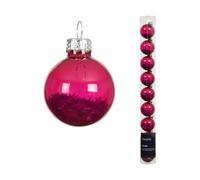 Kaemingk Lot de 9 boules de Noël en verre remplies d'étoiles - 3 cm - Petites boules de Noël pour Noël - Décoration de sapin de Noël et décoration de sapin de Noël - Rose transparent