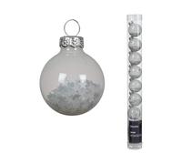 Kaemingk Lot de 9 boules de Noël en verre remplies d'étoiles - 3 cm - Petites boules de Noël pour Noël - Décoration de sapin de Noël et décoration de sapin de Noël - Blanc d'hiver transparent