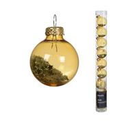 Kaemingk Lot de 9 boules de Noël en verre remplies d'étoiles - 3 cm - Petites boules de Noël pour Noël - Décoration de sapin de Noël et décoration de sapin de Noël - Or clair transparent