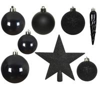 Kaemingk Mix 33 Décorations Sapin Boules 8cm Brillant Mat Noir