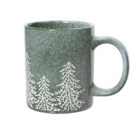 KAEMINGK-Mug décor sapin coloris vert en grès - 8 x 12 x 9,5 cm