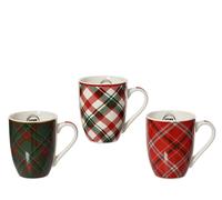 KAEMINGK-Mug en porcelaine colorée à motifs écossais - diamètre 8 x H 10 cm