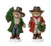 KAEMINGK-Ours en résine debout avec sapin ou couronne - 6,5 x 8 x 14,5 cm