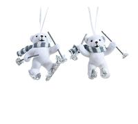 Kaemingk Ours polaire décoratif pour sapin de Noël - 11 cm - En plastique assorti - Ours sur le pôle Nord - Blanc - Bleu