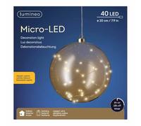 Kaemingk Pendentif boule à batterie en verre ambre 40 microled blanc chaud classique 20 cm