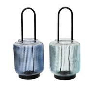 KAEMINGK-Photophore en verre bleu - diamètre 12 x H 26,5 cm